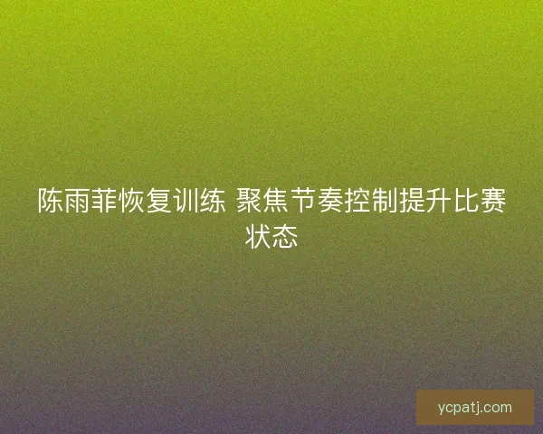 陈雨菲恢复训练 聚焦节奏控制提升比赛状态
